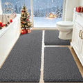 ACCUMTEK Upgrade Extra Large Grey Bathroom Rug Set 3 Pieces Gray Ultra