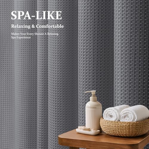 Dynamene Stall Waffle Shower Curtain 256 GSM Heavy Fabric 36x72