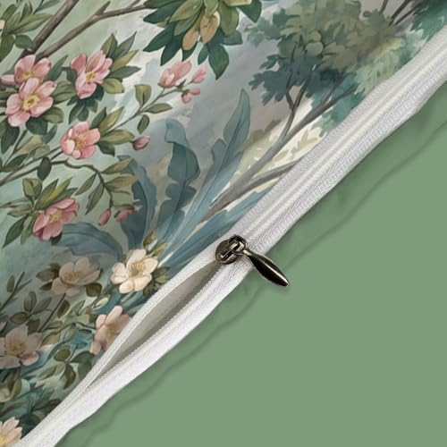 Plants Landscape Reversible Sage Green Duvet Cover Set Queen Size