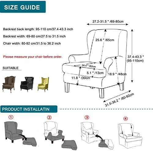 KRFOONN Stretch Wingback Chair Slipcovers, 2 Piece, A14