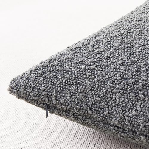 Mixhug Decorative Boucle Throw Pillow Covers, Dark Gray