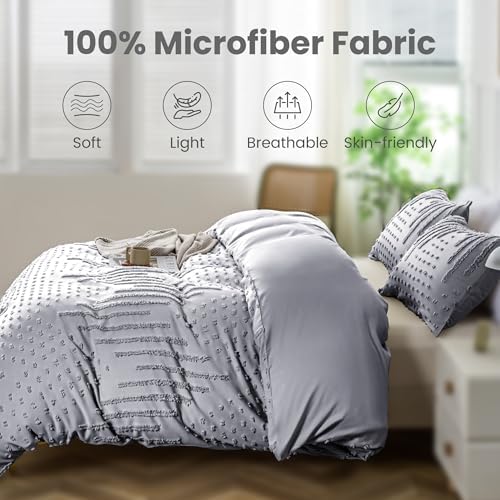 Sophia & William Microfiber Boho Tufted Duvet Cover Set, Queen, 3 PCS