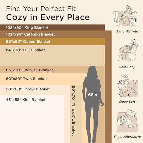 Bedsure GentleSoft Fleece Bed Blankets Queen Size Grey - Soft Cozy