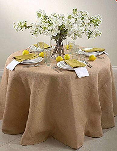AK TRADING CO. 90-Inch Round Jute Burlap Table Overlay Table Cover