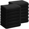 Mordimy 100% Cotton Waffle Weave Kitchen Towels 12-Pack, Black