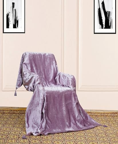 Treen Art Taupe 50" x 60" Rayon Velvet Throw Blanket for Couch Sofa &