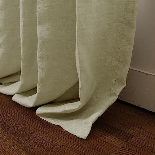 TWOPAGES Light Gray 100% Natural Linen Pinch Pleat Curtain, 52Wx108L
