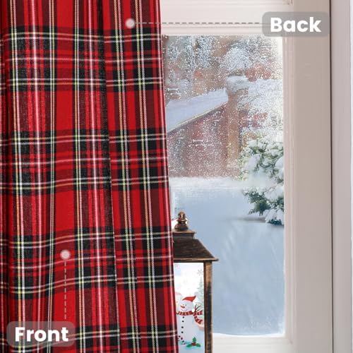 1 Pair Plaid Curtains Farmhouse Retro Window Treatments for Living