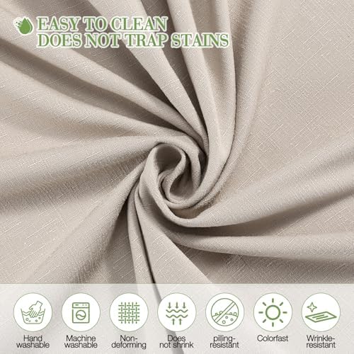 Faux Linen Tablecloth, 100% Polyester, 60 x 102 Inches, Beige