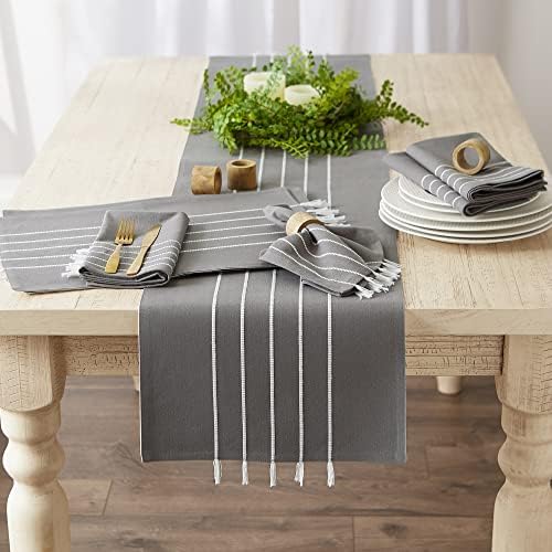 DII Tassel Stripe Tabletop Collection Decorative, Machine Washable