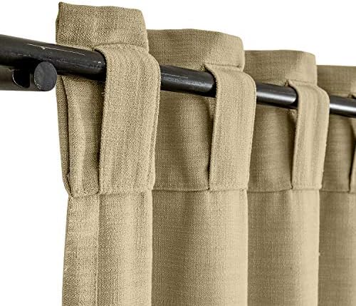 Frelement Tan Linen Curtains Back Tab & Rod Pocket Indoor Drapes