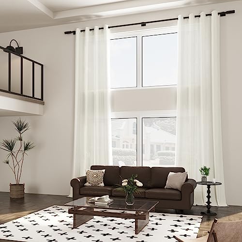 Aersas Extra Long Linen Curtains 108 Inches for Living Room Grommet