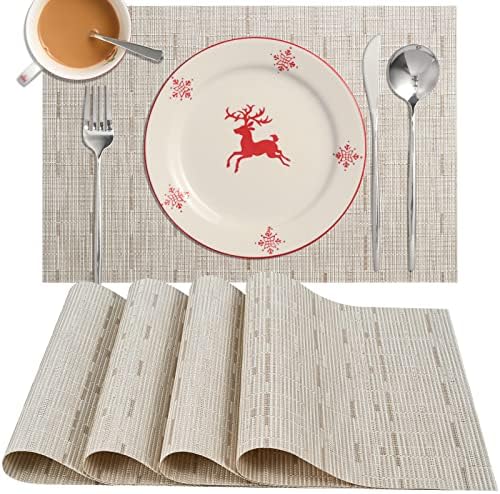 Zupro Placemats Set of 4 Woven PVC 18"x12" for Indoor/Outdoor