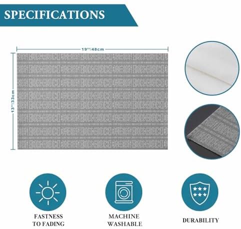 Gray Boho Placemats Set of 8, Cotton Linen Fabric Place Mats