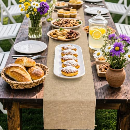 13 Pack Burlap Table Runners 12 x 108 Inches Farmhouse Jute Runner