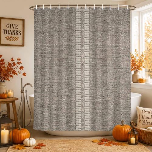 Long Shower Curtains 72" x 84", Farmhouse Grey Brown Washable Shower