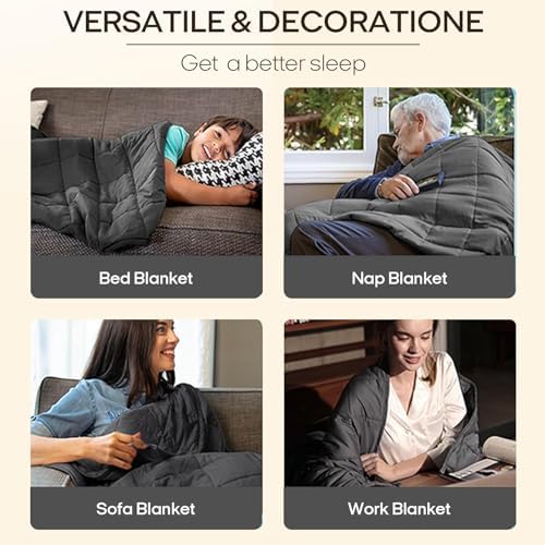 ZonLi Weighted Blanket for Adults (80"x87", 25lbs, Dark Grey)