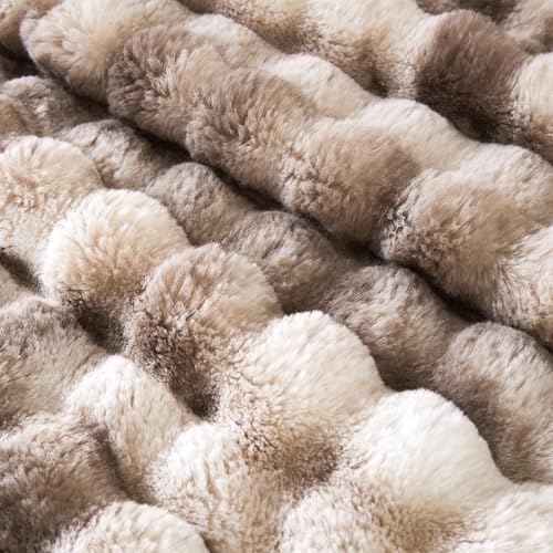 60"x80" Ultra-Soft Fuzzy Faux Fur Twin Blanket, Brown Tie Dye
