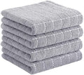 Homaxy 100% Cotton Terry Kitchen Towels, 4 Pack, Light Grey