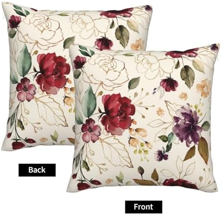 Rose Pillow Covers Vintage Gold Flowers Leaves Decorative Throw
