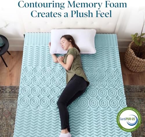 Lucid 2 Inch Gel Memory Foam Topper, 5 Zones, Cooling, Queen Size