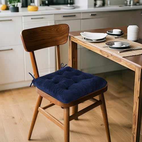 ELFJOY Set of 4 Square Chair Pads Indoor Seat Cushions Pillows with