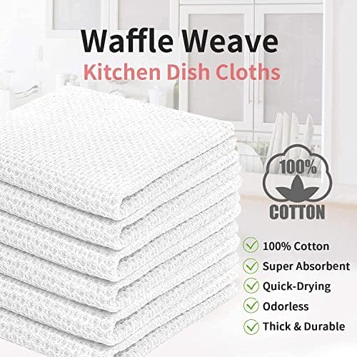 Shreem Linen 100% Cotton Kitchen Dish Cloths, 6 Pack Waffle Weave