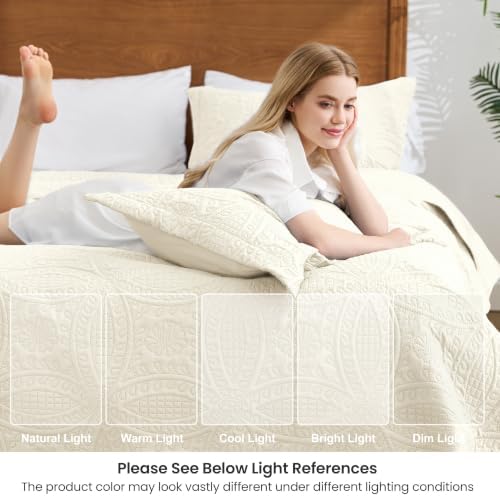 Love's cabin King Size Quilt Bedding Set Beige Bedspreads - Bed Summer