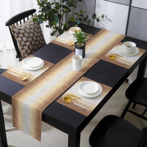 Modern Fabric Texture Table Runner and Placemats Set of 6 Farmhouse