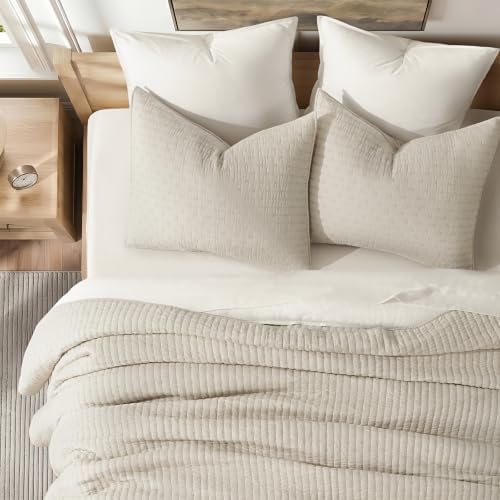 EVERGRACE Cross Stitch Pre-Washed Cotton Quilt Bedding Set King Size