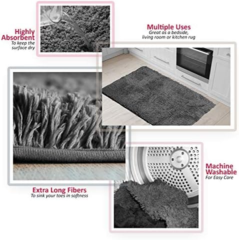 Clara Clark Bathroom Rugs, Ultra Soft Shaggy Bath Mats - 2 Piece Set