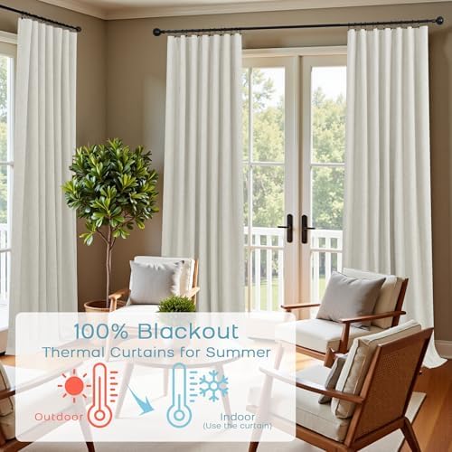 KOUFALL Extra Wide Linen Black Out Curtains Drapes 96 Inch Long 2