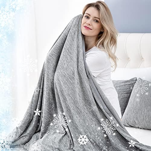 CHOSHOME 1 Pack Grey Cooling Blanket 90" X 90" and 2 Pack Cooling
