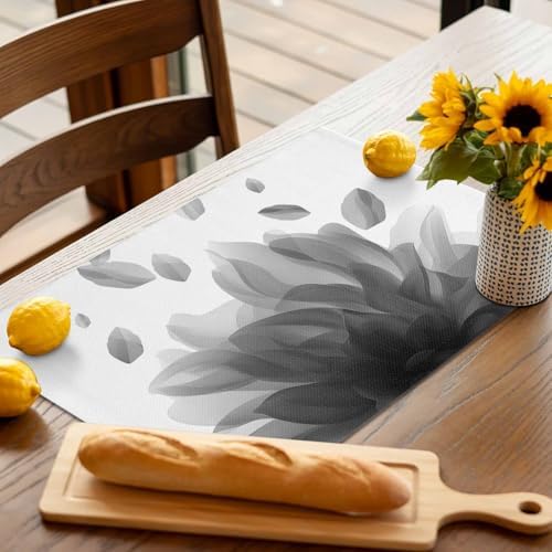 Abstract Gray Flower Texture Placemats Set of 6 Washable Table Mats
