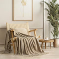 EverGrace Chenille Knit Throw Blanket for Couch, 60"x80", Beige