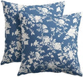 Kawani Vintage Floral Pillow Covers 22x22 Inch Set of 2 Rustic Blue
