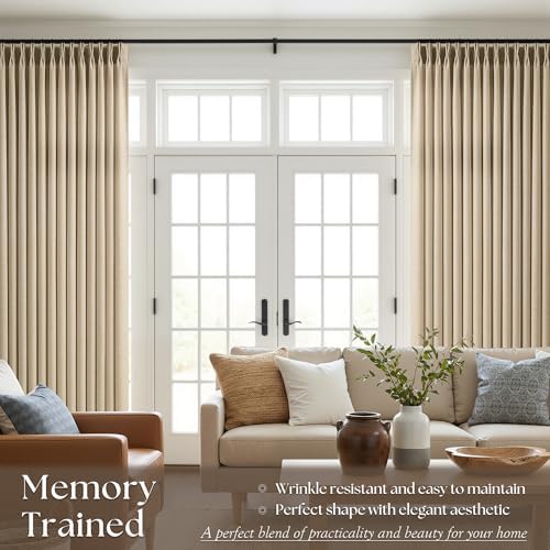 70 Inch Extra Wide Curtains 84 Inches Long Thick Linen Pinch Pleat