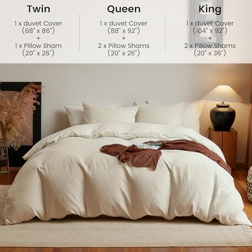 Simple&Opulence Muslin Duvet Cover Set, 100% Washed Cotton Cooling