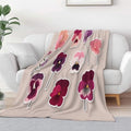 King Sherpa Fleece Blanket Bohemian Floral Minimalist Non-Shedding