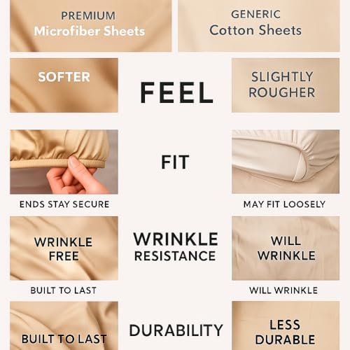 Cream Full Sheet Set – 4 Piece Brushed Microfiber Bedding – Cooling