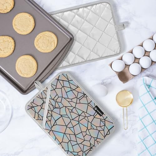 Colorful Gray Heat Resistant Pot Holders Set, Quilted Hot Pads with