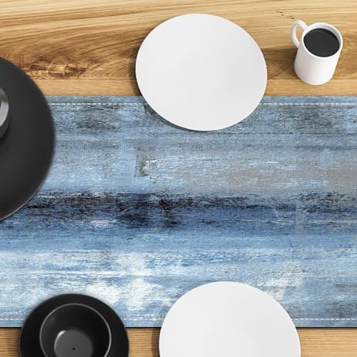 Blue Grey Table Runners Modern Art Farmhouse Linen Table Runners