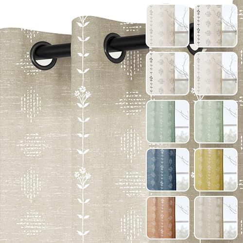 Burlap Color Farmhouse Primitive Curtains for Living Room,Country