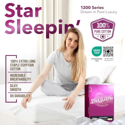 Texas Linen 100% Egyptian Cotton Fitted Sheet Queen Size - Luxury 1200