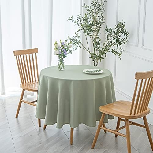 maxmill Round Textured Tablecloth Spill-Proof Wrinkle Free Soft
