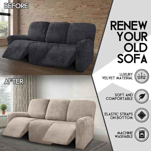 ULTICOR 8-Piece Recliner Sofa Covers, Taupe