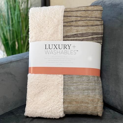 Addison Rugs ASB735 Taupe 50" x 70" Oversized Sherpa Throw Blanket