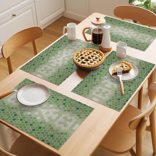 Round Placemats Set of 8 Neutral Honeycomb Place Mats Industrial