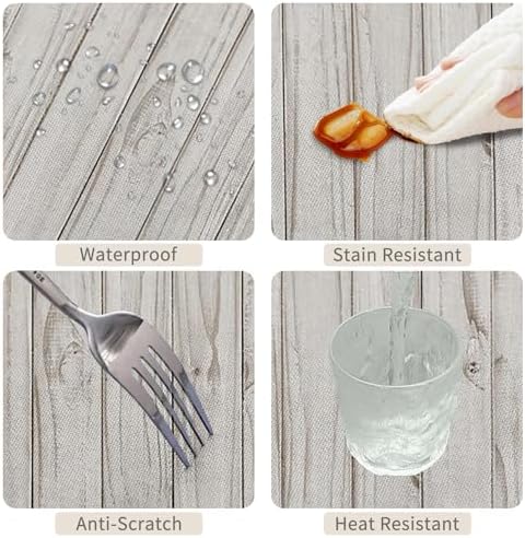 60x120inches Gray White Wood Grain Tablecloth Rustic Wooden Board