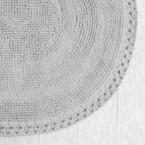 Laura Ashley Camilla 100% Cotton Oval Bath Mat with Crochet Border